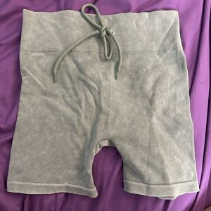 No Boundaries Ribbed Drawstring Biker Shorts - Olive/Sage Green